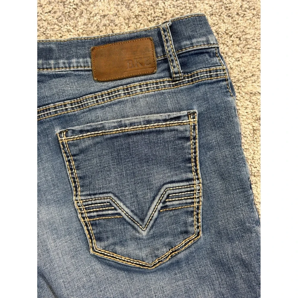 BKE Denim Shorts Mens 34 Blue Jake Bootleg Cut Off Raw Hem Stretch Medium Wash